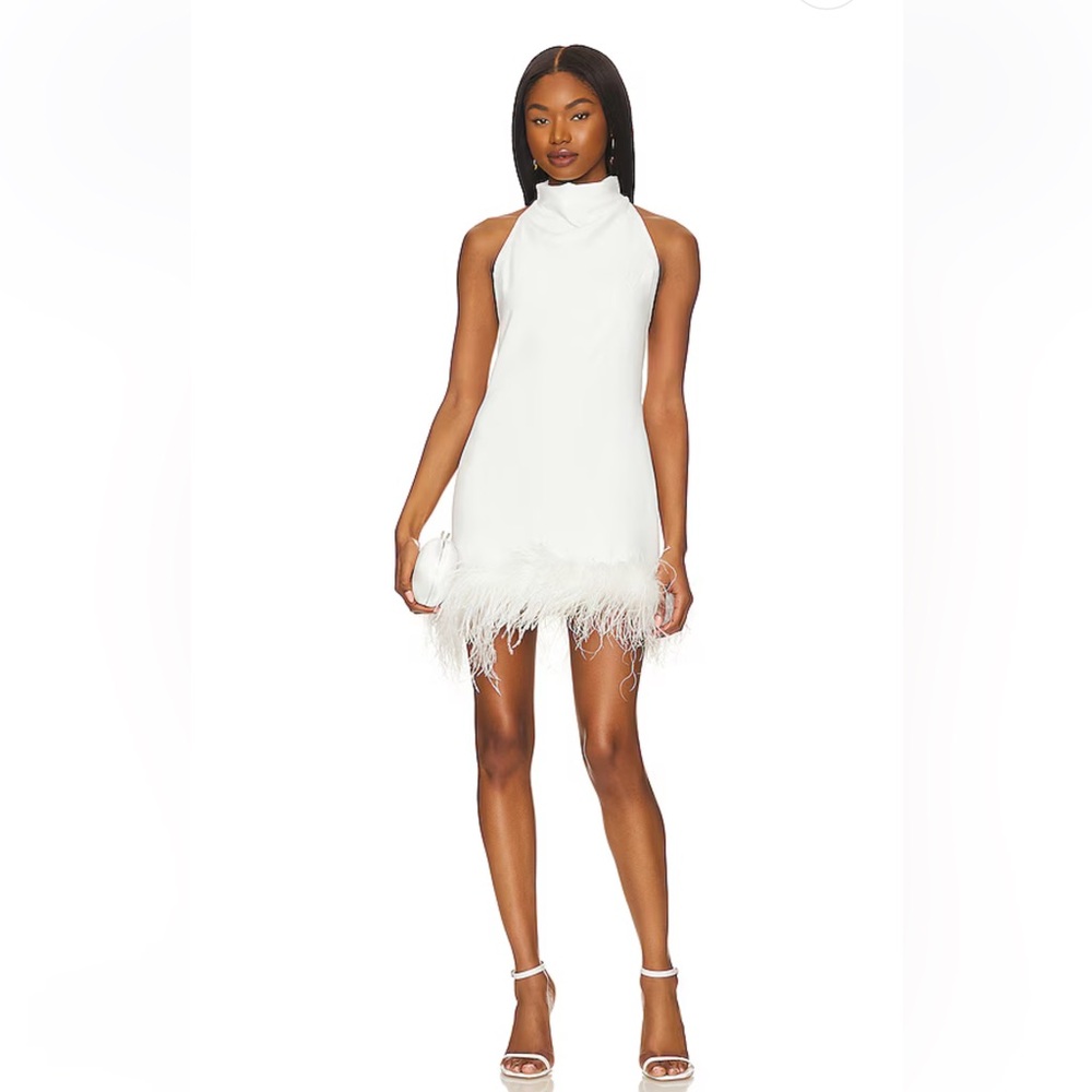 AMANDA UPRICHARD Lunaria white feather dress size medium